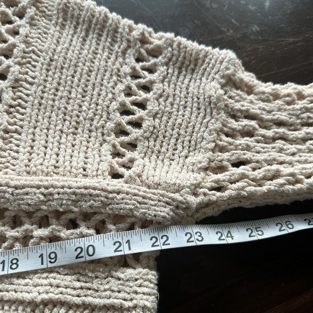Free People Higher Love Sweater M Crochet Knit Fringe Boho Hippie - Picture 9 of 10